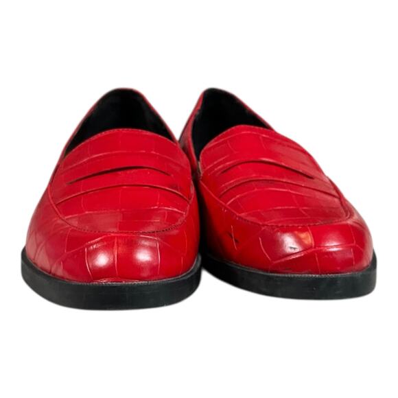 Zara Trafaluc Red Croc-Embossed Loafers Women’s Size 39 (8.5 US) - Picture 5 of 13